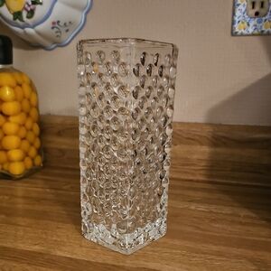 Elegant Clear Glass Vase with a hobnail design.  - Fostoria Vase 8.5" x 3